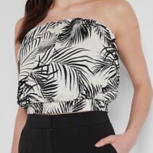 🆕 Express NWT, Banded Bottom Palm Print Tube Top, Women’s Size Small